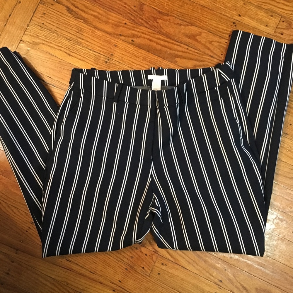 H&M navy and white striped pants